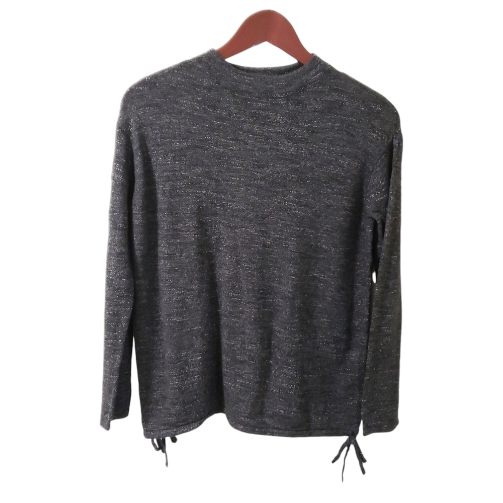 J. Jill Pure Jill Cotton‎ Cinch Tie Mockneck Sweater Dark Grey XS Petite